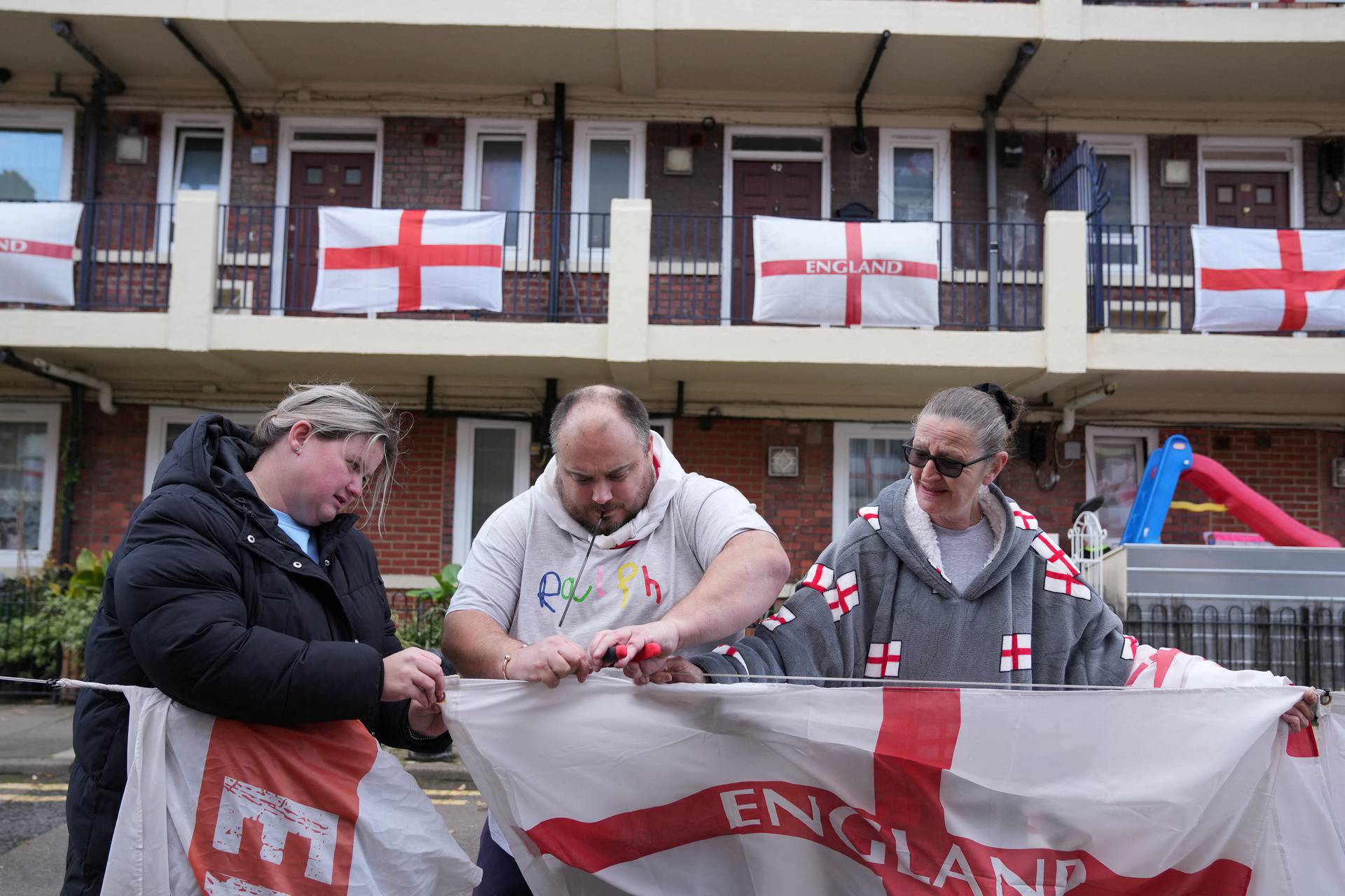 The Kirby estate is being decorated with England Flags ahead World Cup 2022