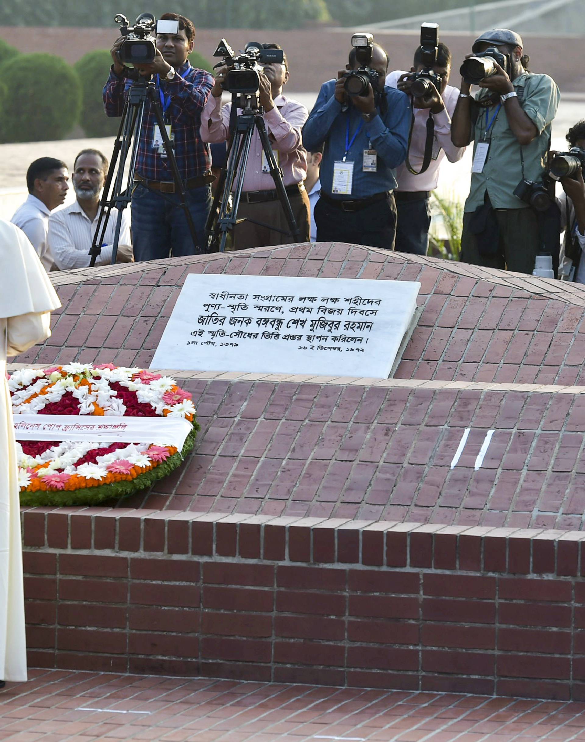 November 30, 2017 : Pope Francis during his visit at the National Martyr's Memorial of Savar, in Dhaka, Bangladesh.