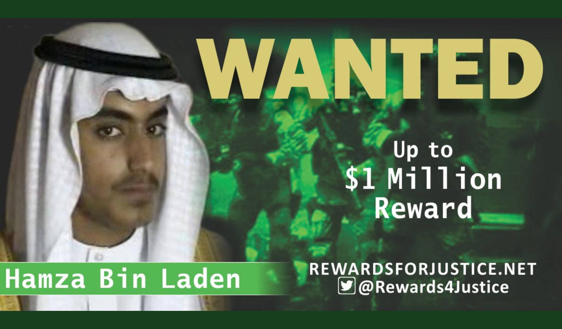 Reward notice for Hamza bin Laden