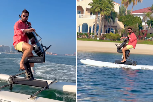 VIDEO Ovo jo&scaron; niste vidjeli! Hauser svira violon&ccaron;elo dok vozi bicikl po moru, odradio trening