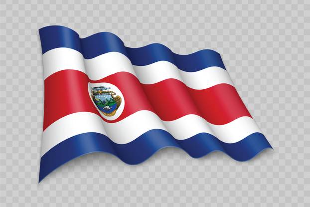 3D Realistic waving Flag of Costa Rica