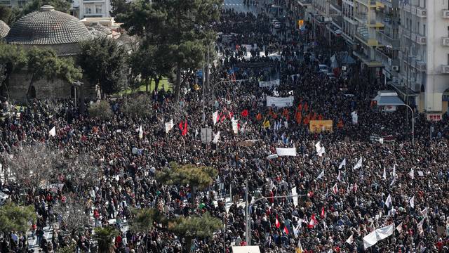 People protest in Greece over deadly train crash, in Thessaloniki