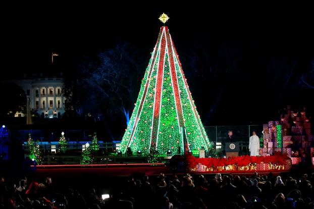 U.S. President Donald Trump and Mrs. Trump participate in 96th annual National Christmas Tree Lighting ceremony in Washington