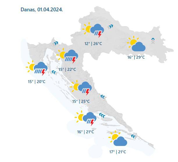 Iznadprosječno toplo, ali stiže pogoršanje: Nevrijeme, olujni udari i nagli pad temperature