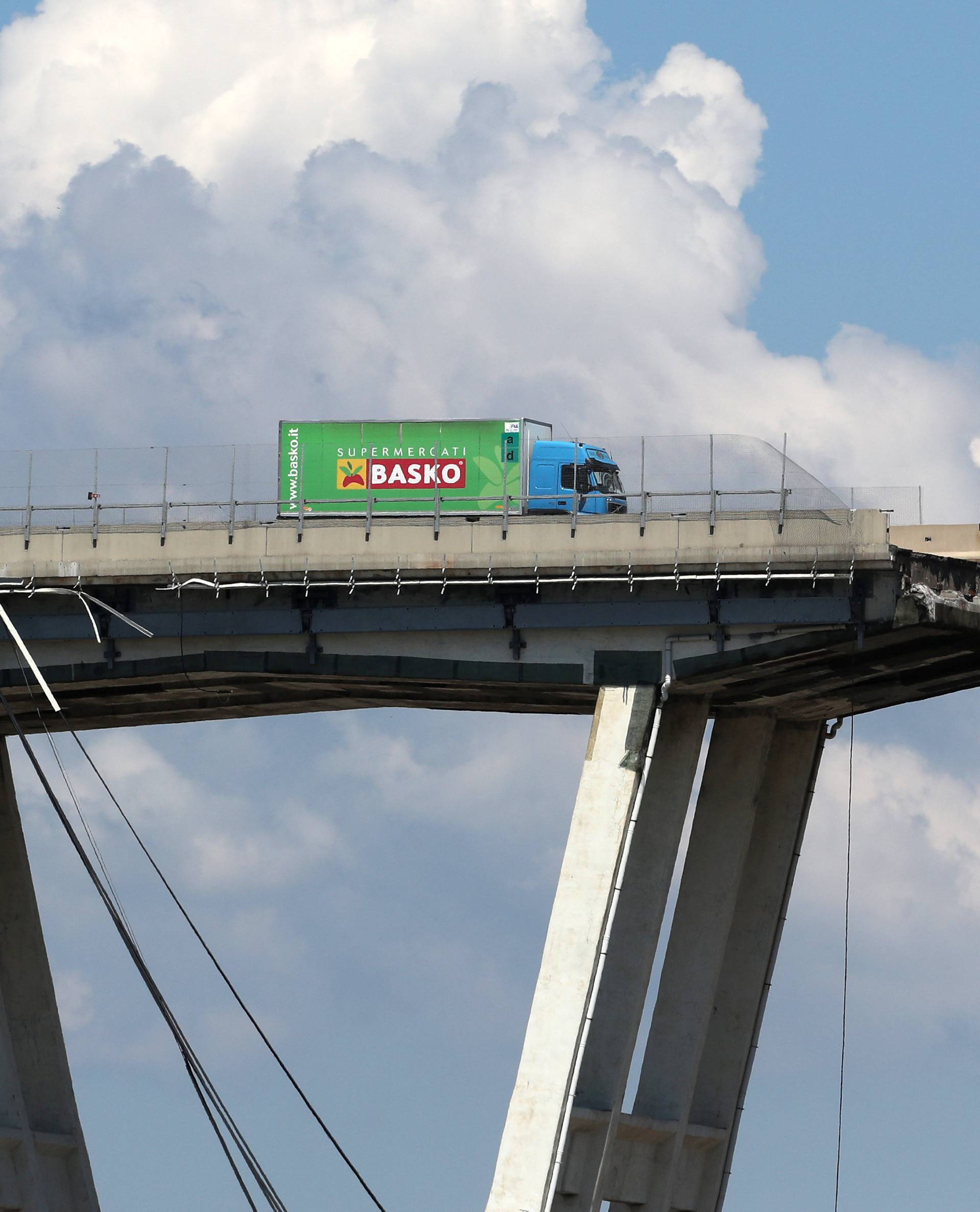 The collapsed Morandi Bridge is seen in the Italian port city of Genoa