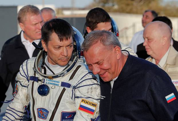 FILE PHOTO: Crew board Soyuz MS-24 spacecraft at Baikonur cosmodrome