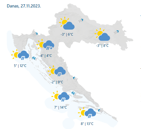 Olujni vjetar, snijeg i žuti alarm