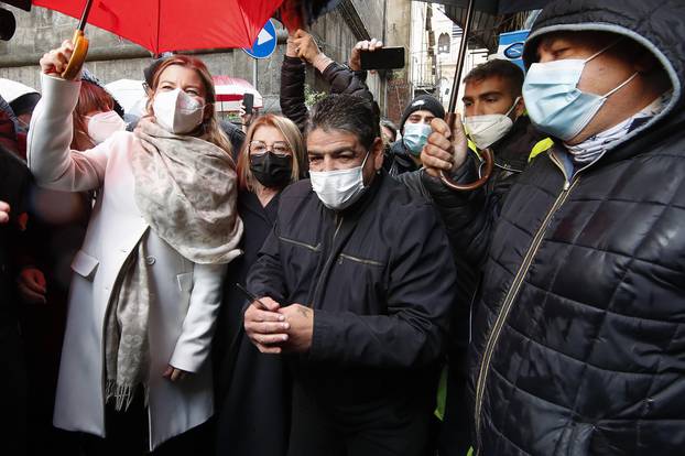 Hugo Maradona brother of Diego Armando Maradona attends in San Gregorio Armeno, the famous Neapolitan street of crib artisans, at the opening ceremony of the craft shops symbolizing Christmas shopping.