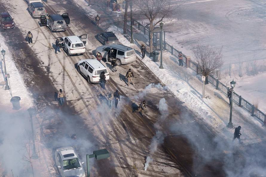 Protest after federal agents fatally shot a man while trying to detain him, in Minneapolis