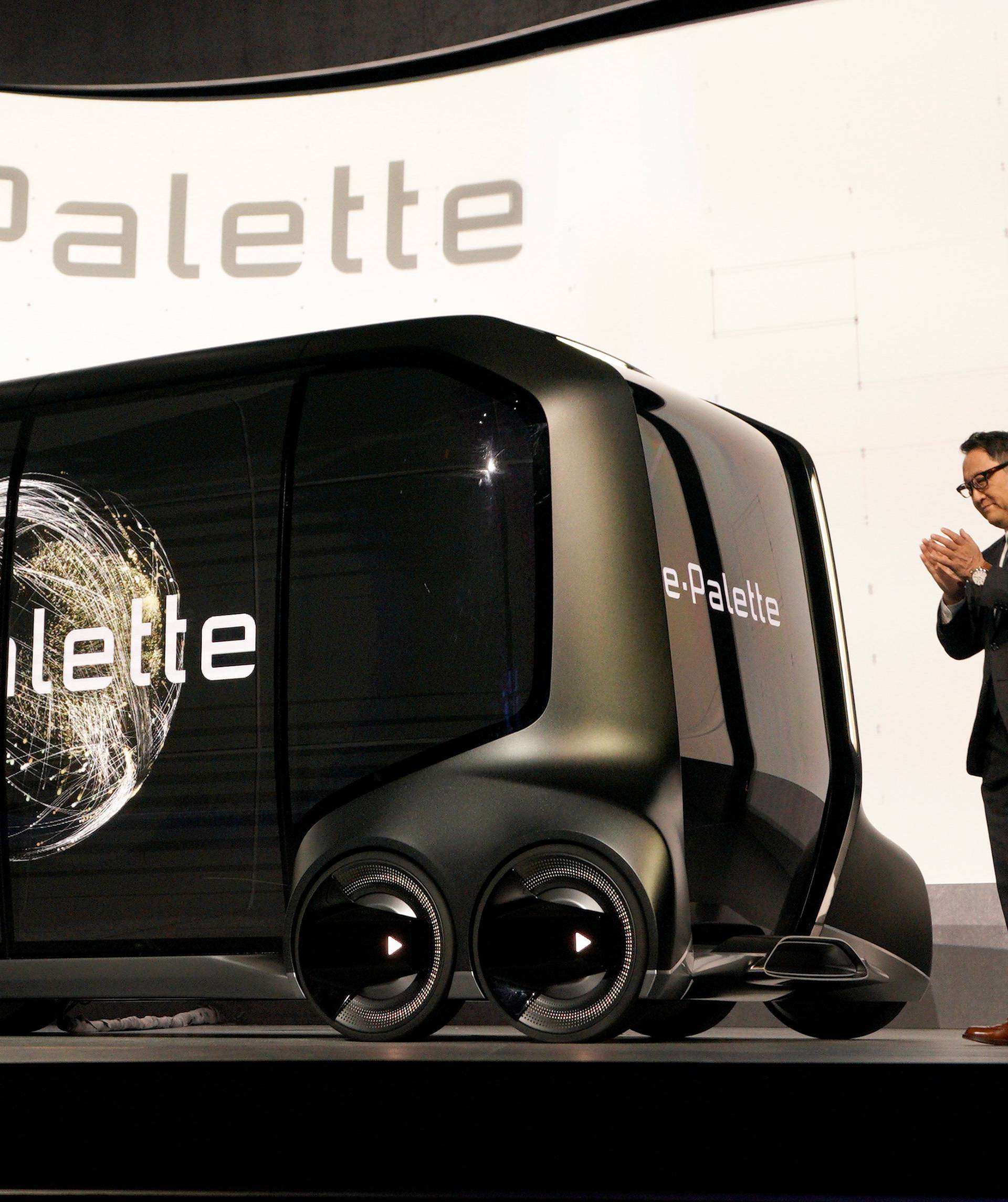 Akio Toyoda, president of Toyota Motor Corporation, announces the "e-Pallete", a new fully self-driving electric concept vehicle, in Las Vegas