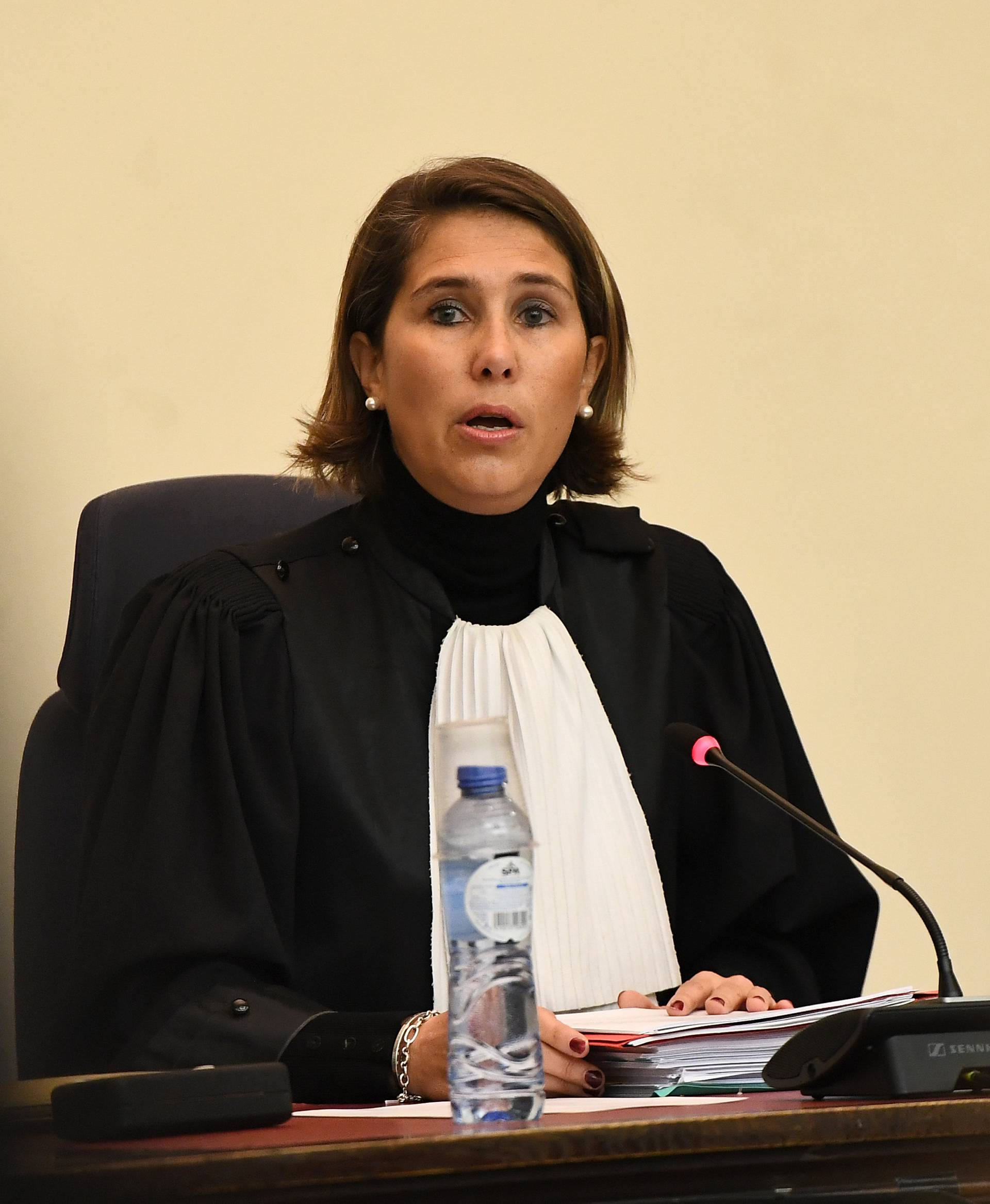 Belgian judge Marie-France Keutgen is seen at the start of the trial of Salah Abdeslam, one of the suspects in the 2015 Islamic State attacks in Paris, in Brussels