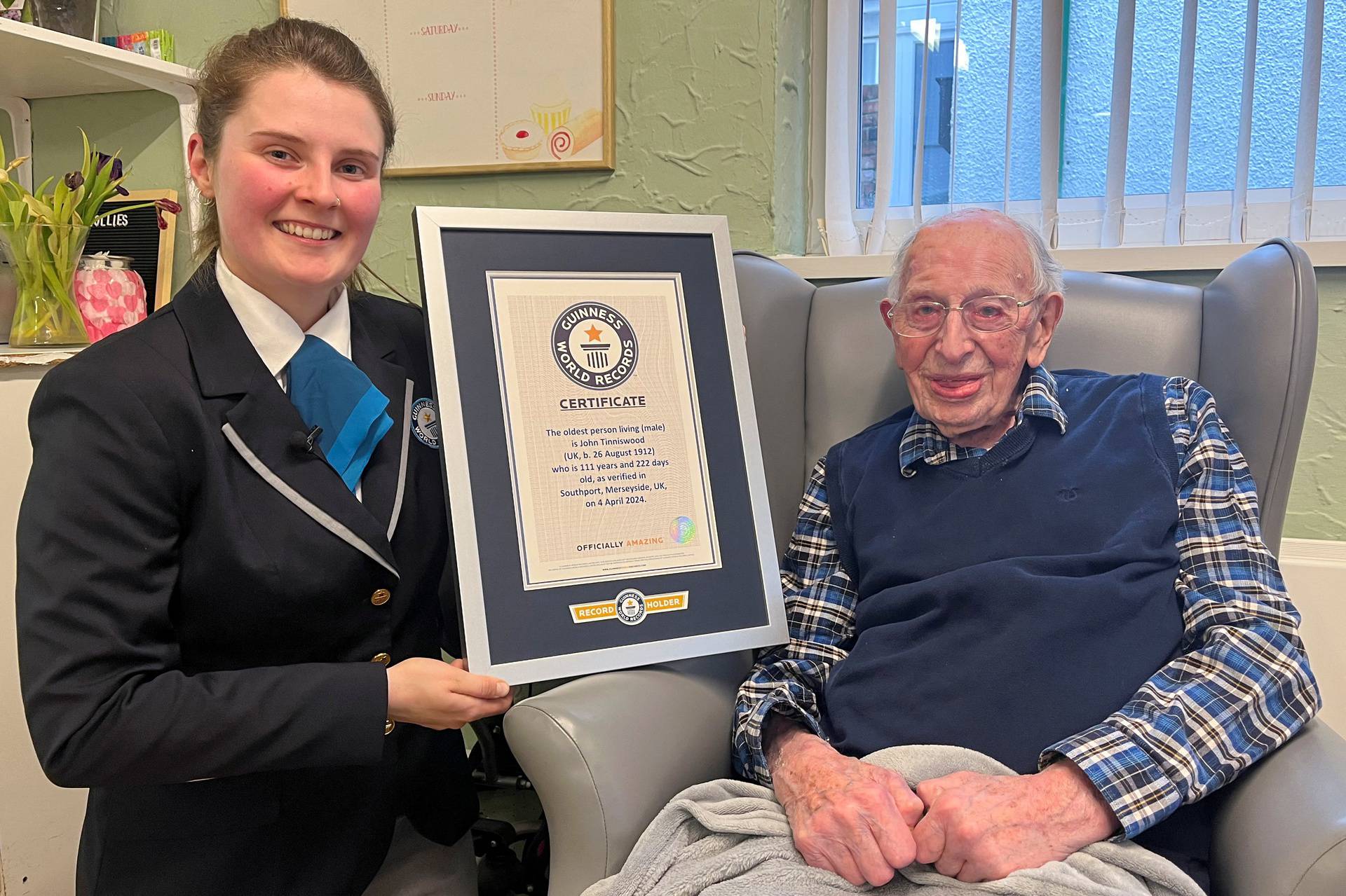 Tinniswood, GWR world's oldest living man, poses in Southport