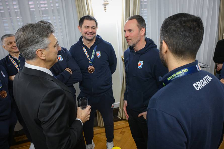 Zagreb: Prijem rukometaša u Banskim dvorima