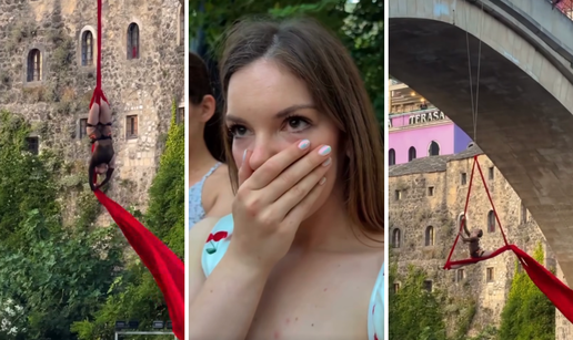 VIDEO Mostarka izvela pravi show! Pogledajte spektakularni ples na svili na Starom mostu