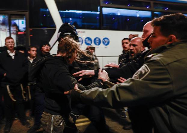 Israelis protest a ceasefire deal, in Jerusalem
