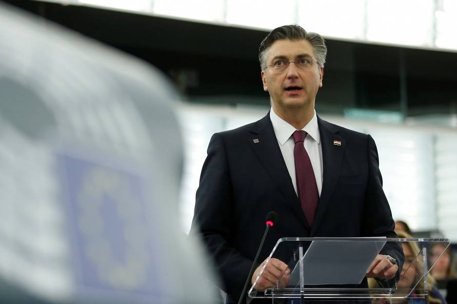 Croatia's Prime Minister Plenkovic addresses the European Parliament in Strasbourg