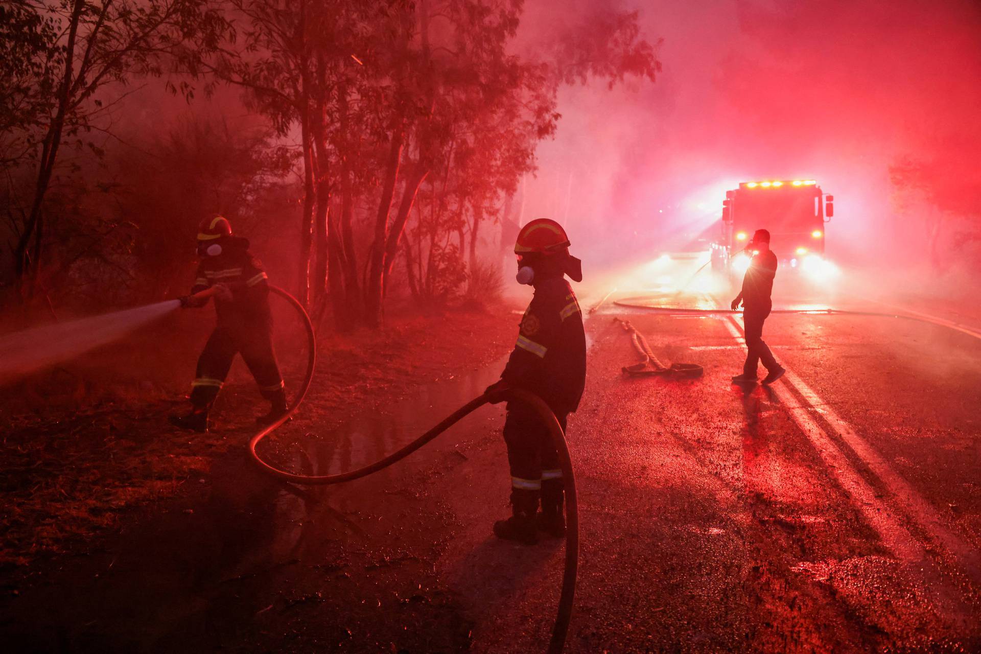 Wildfire burns in Dionysos, near Athens