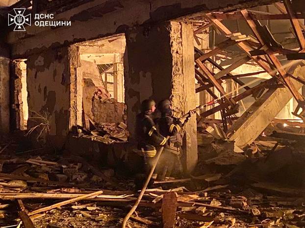 Aftermath of a Russian drone attack in Odesa region