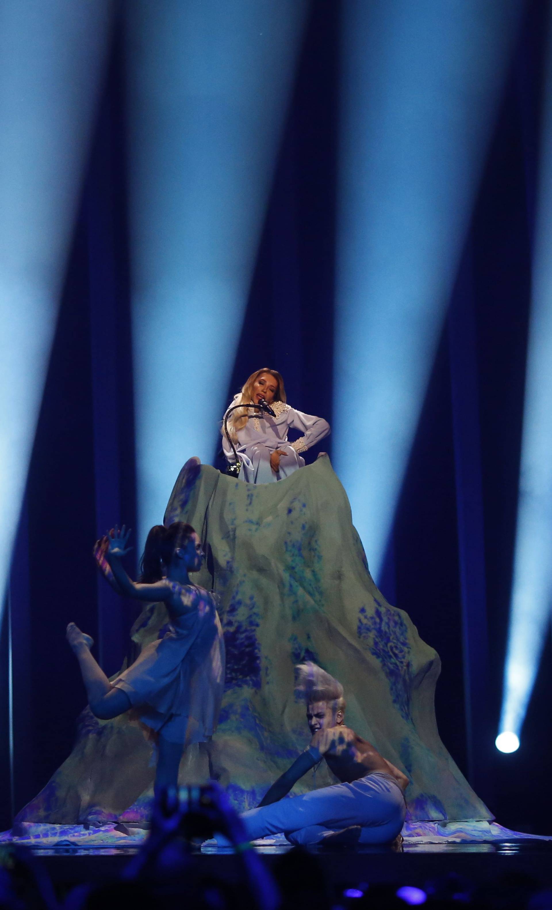 Russiaâs Julia Samoylova performs âI Won't Breakâ during the Semi-Final 2 for Eurovision Song Contest 2018 in Lisbon
