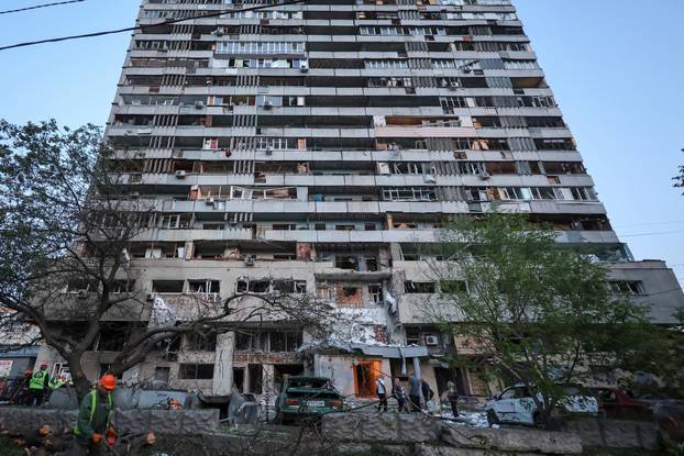 Aftermath of a Russian drone attack in Kharkiv