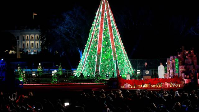U.S. President Donald Trump and Mrs. Trump participate in 96th annual National Christmas Tree Lighting ceremony in Washington
