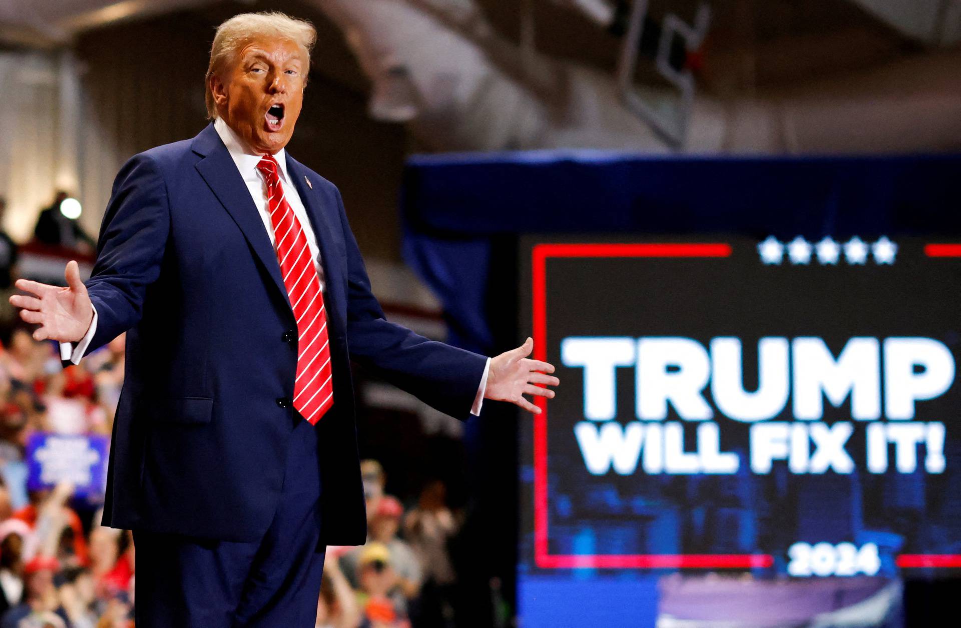 Republican presidential nominee and former U.S. President Trump holds a rally in Rocky Mount