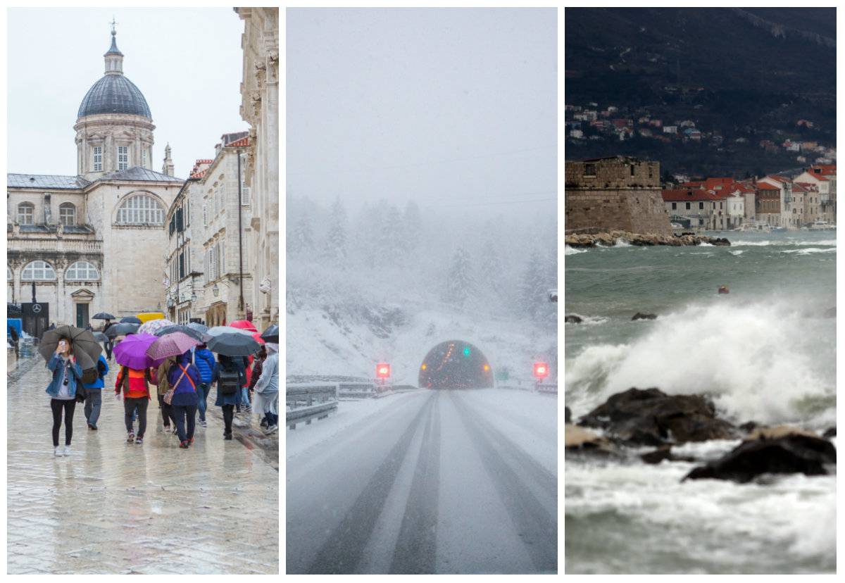 Jaka bura u priobalju, snijeg i susnježica u Gorskom kotaru