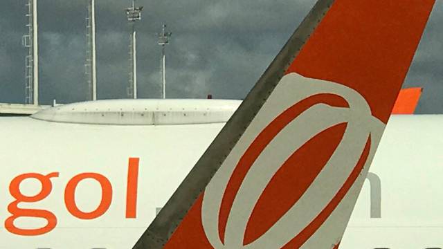FILE PHOTO: The logo of Brazilian airline Gol Linhas Aereas Inteligentes SA is seen on a tail of an airplane at Augusto Severo International Airport in Natal