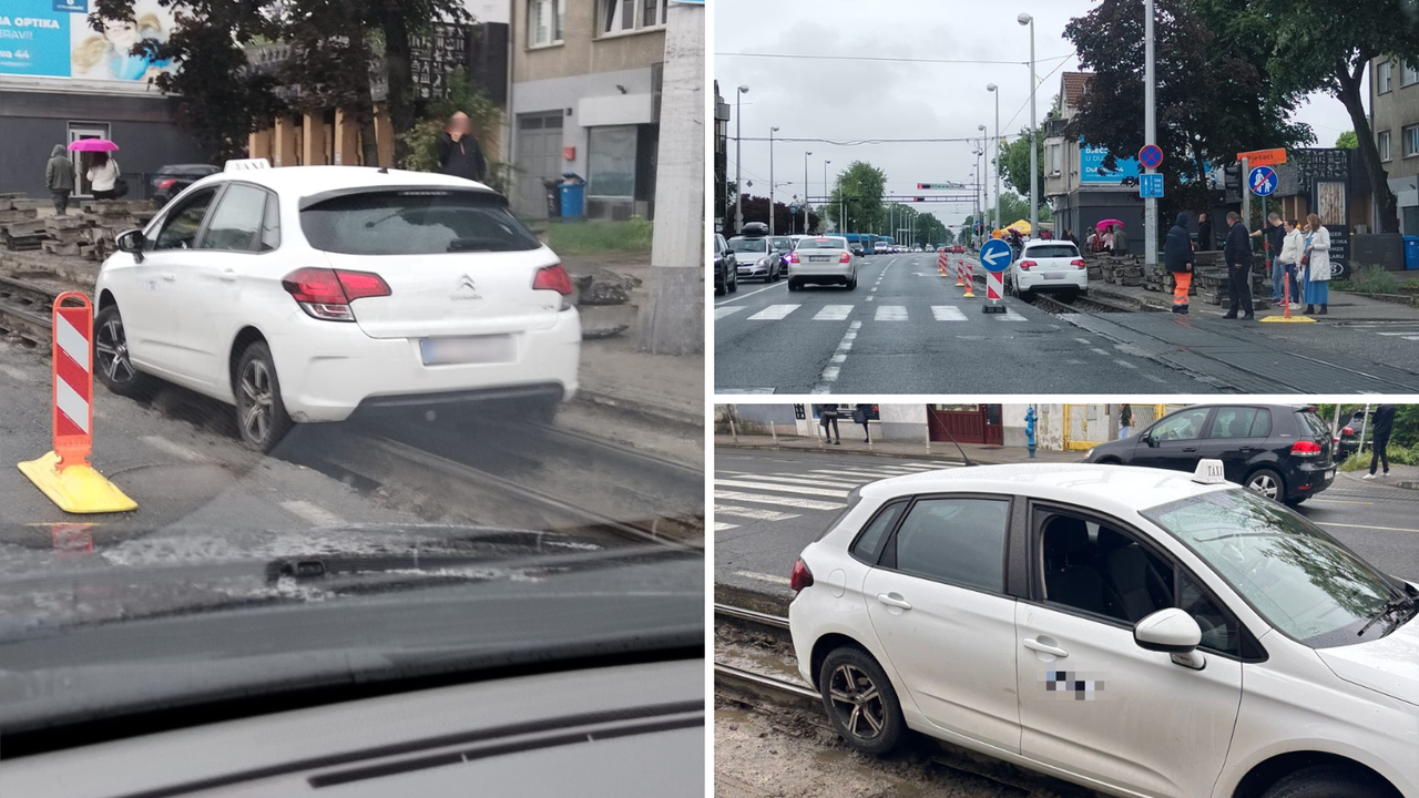 FOTO Kakav majstor: Autom se u Dubravi zaletio na tračnice pa zaglavio: Zaustavio je i promet