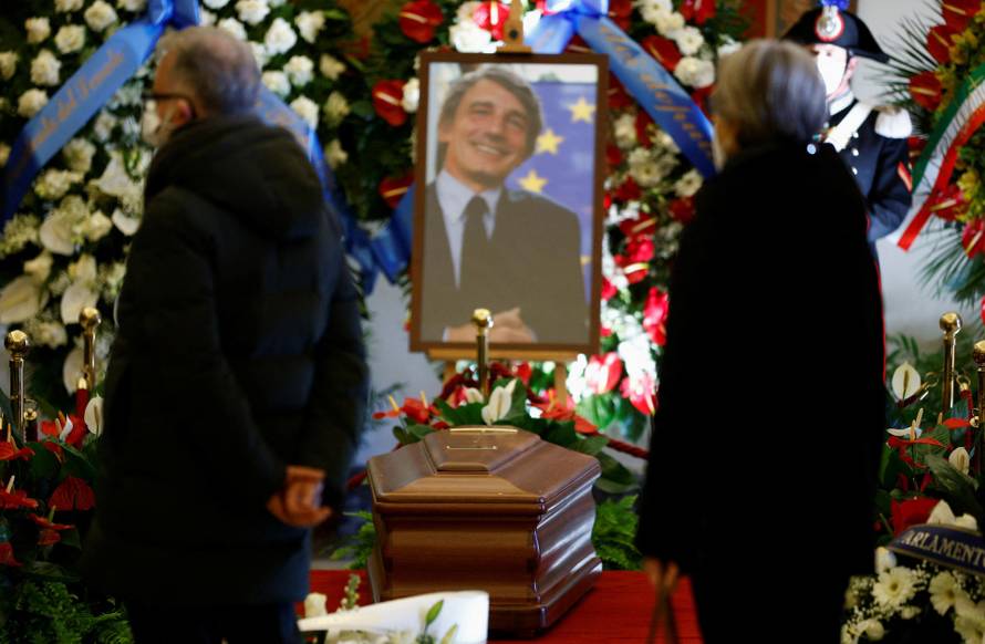 Body of late European Parliament President Sassoli lies in state, in Rome