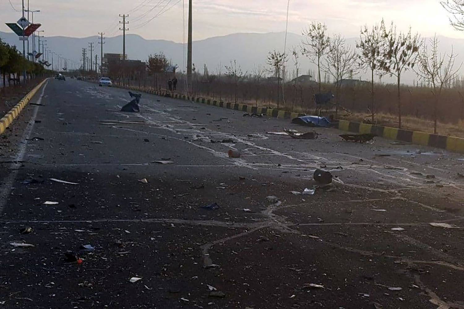A view shows the site of the attack that killed Prominent Iranian scientist Mohsen Fakhrizadeh, outside Tehran