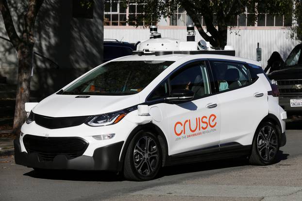 FILE PHOTO: A self-driving GM Bolt EV is seen during a media event where Cruise, GM