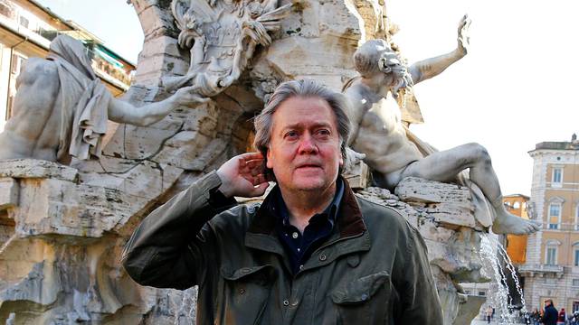 FILE PHOTO: U.S. President Trump's former chief strategist Bannon poses in Piazza Navona in Rome