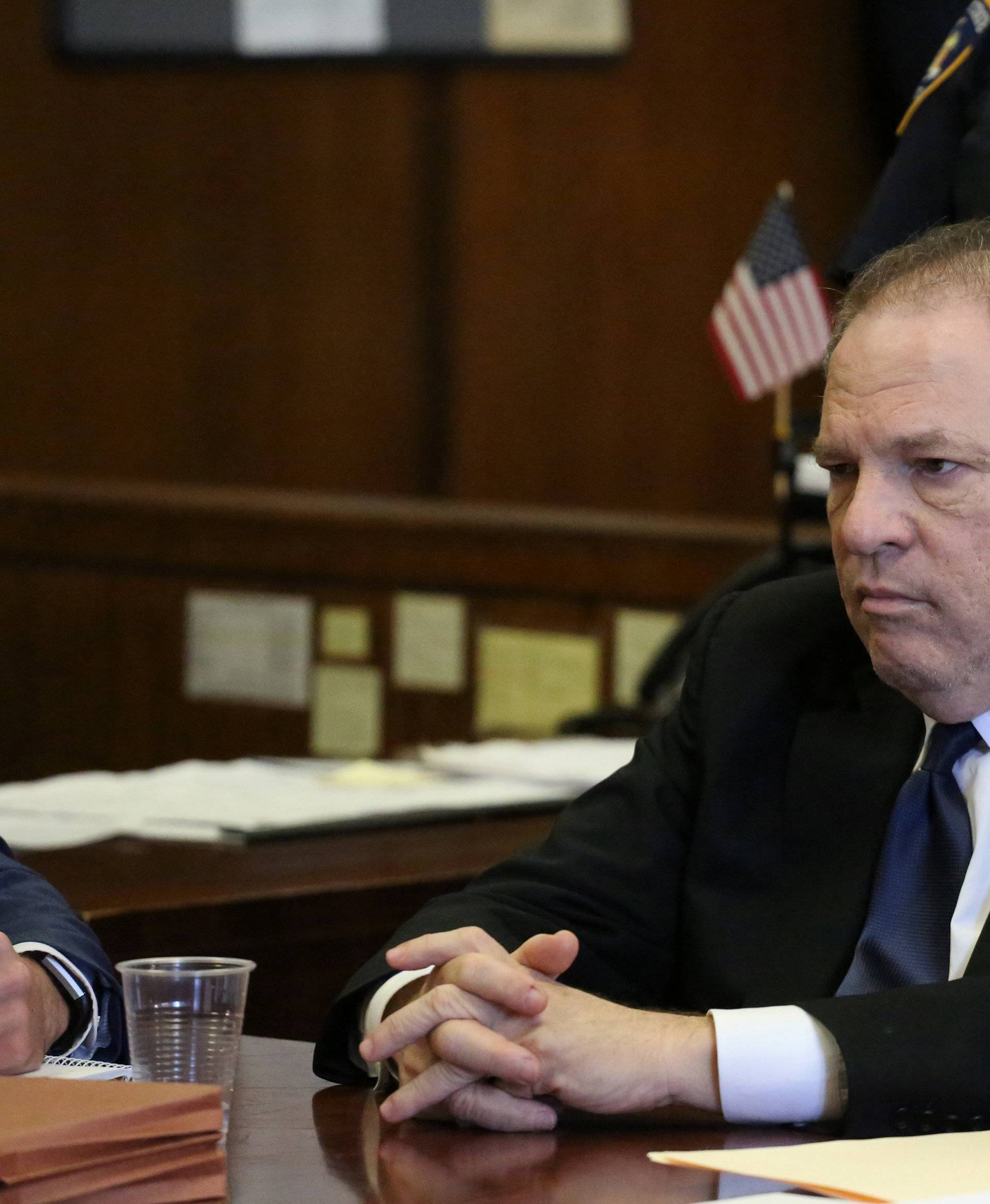 Film producer Harvey Weinstein sits inside Manhattan Criminal Court during an arraignment in the Manhattan borough of New York