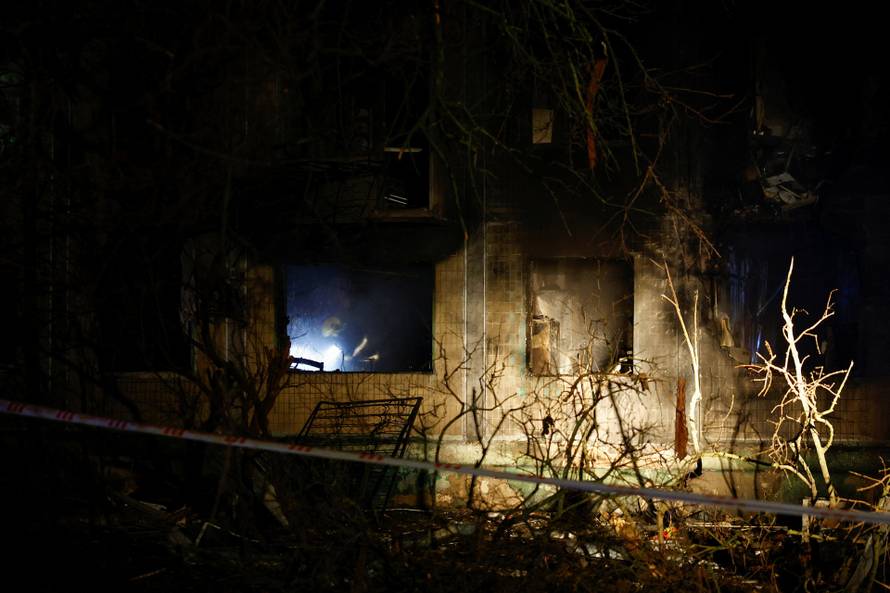 Aftermath of an overnight Russian drone and missile strike in Kyiv