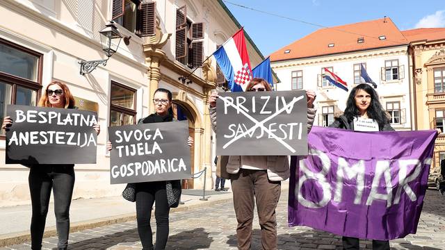 Zagreb: Prosvjed Å½enske mreÅ¾e ispred Vlade za siguran i besplatan pobaÄaj u svim bolnicama