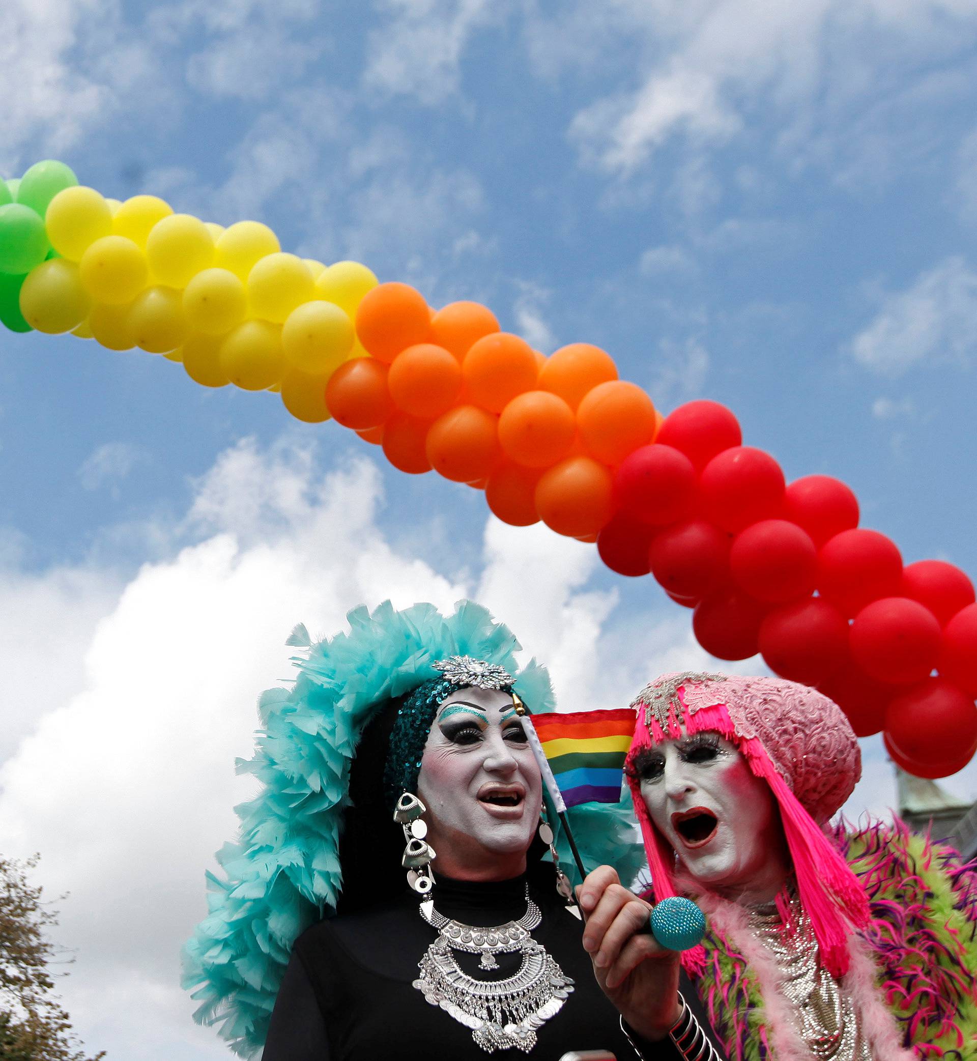 Participants attend the Prague Pride Parade where thousands marched through the city centre in support of gay rights, in Czech Republic