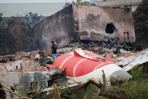 Aftermath of the Air India crash during take-off, in Ahmedabad