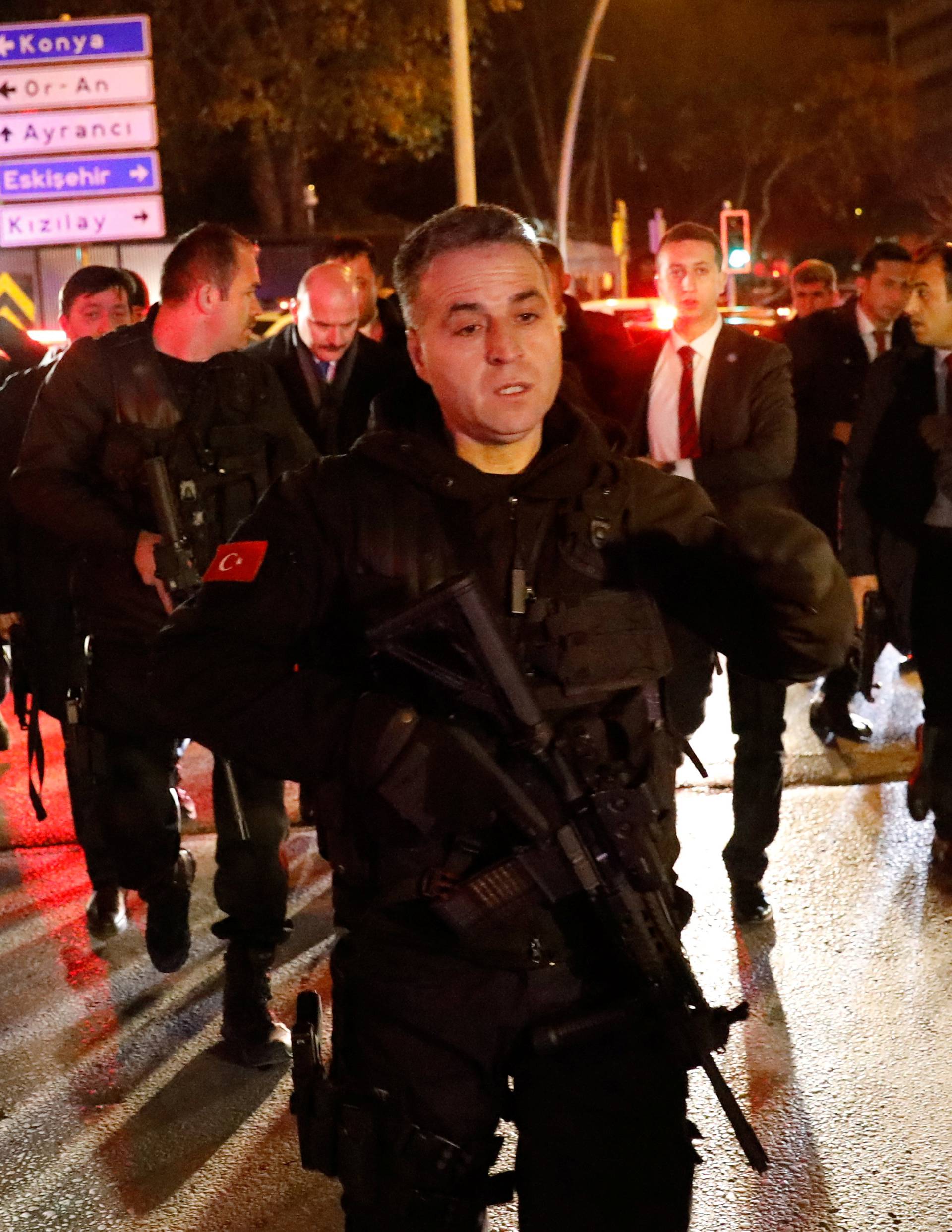 Turkish police secure the area near an art gallery where the Russian Ambassador to Turkey Andrei Karlov was shot in Ankara