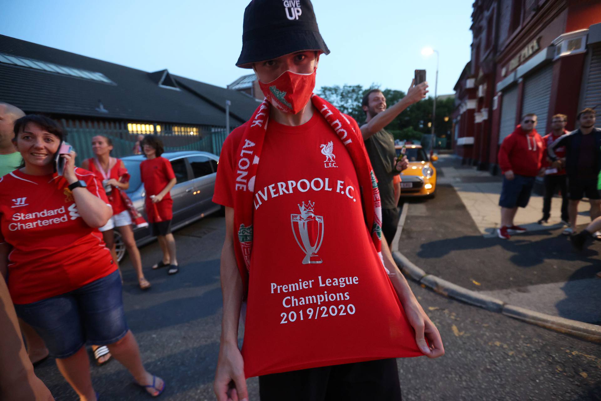 Premier League - Liverpool fans celebrate winning the Premier League