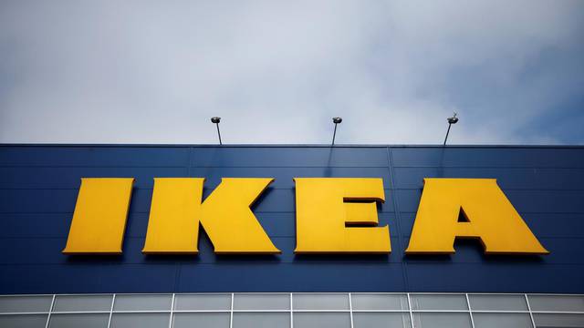 The company's logo is seen outside an IKEA Group store in Pace near Rennes