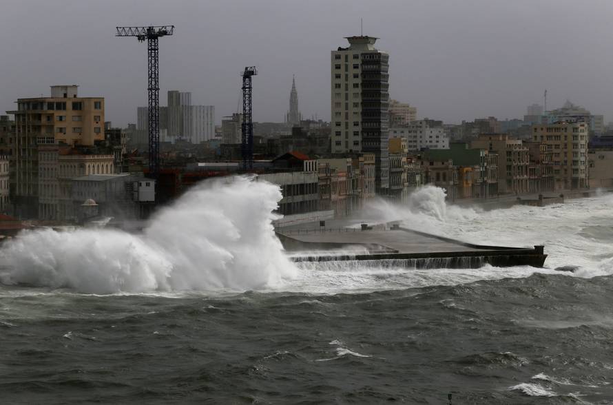 Waves crash against the seafront boulevard El Malecon as Hurricane Irma turns toward the Florida Keys on Saturday, in Havana