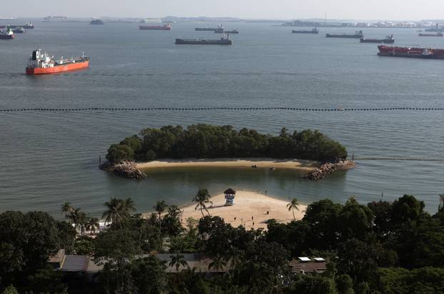 A view of Siloso Beach on Sentosa Island in Singapore