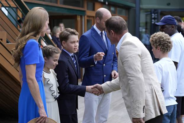 Britain's Prince William and Princess Catherine attend the Wimbledon Tennis Men's finals