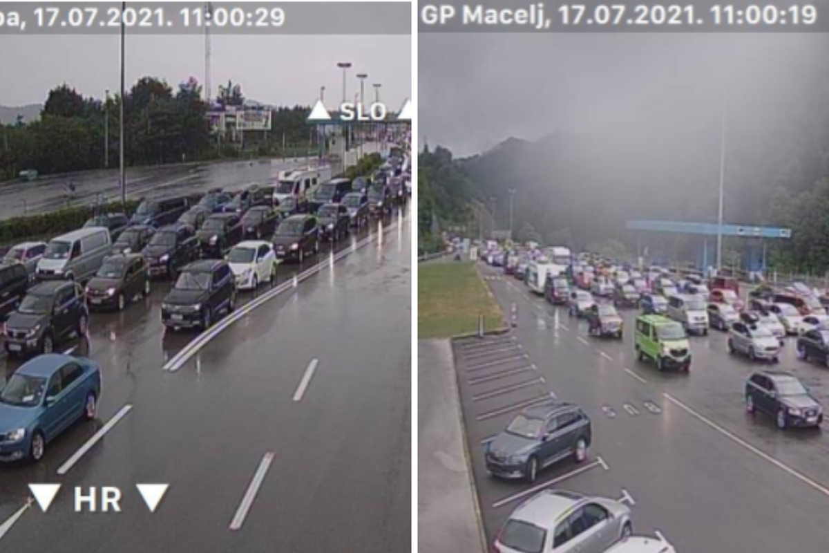 Satima se čeka na slovenskoj granici, kolone prema moru
