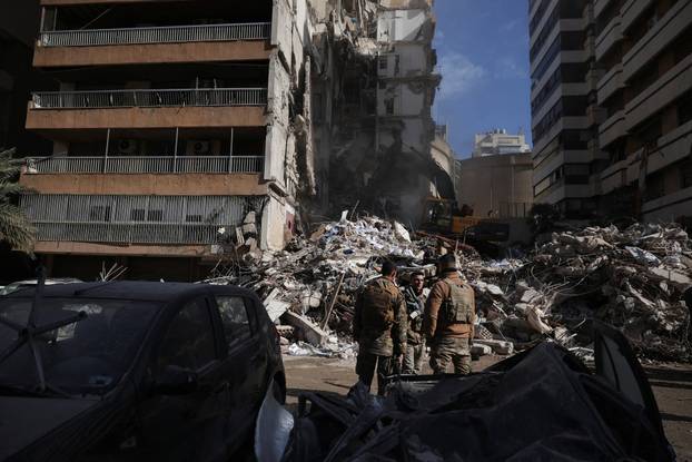 Aftermath of an Israeli strike carried out on Wednesday, in Tallet El Khayat in Beirut