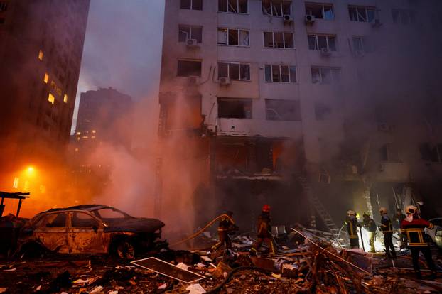Aftermath of Russian missile and drone attack in Kyiv