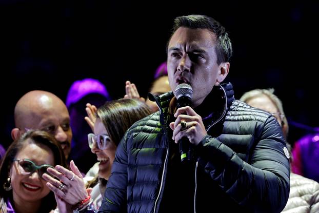FILE PHOTO: Ecuador's President and presidential candidate for reelection Daniel Noboa closing campaign event, in Quito