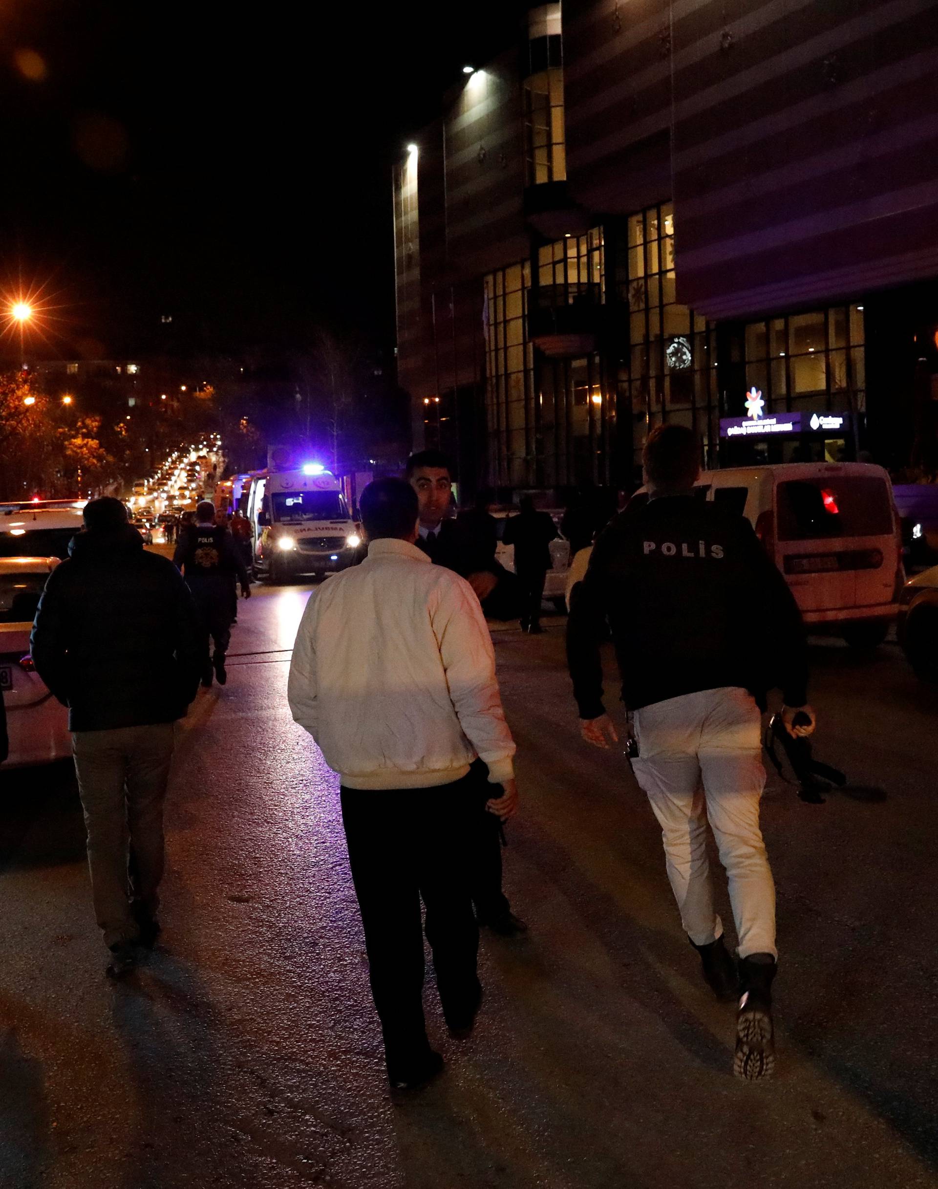 Turkish police secure the area near an art gallery where the Russian Ambassador to Turkey Andrei Karlov was shot in Ankara