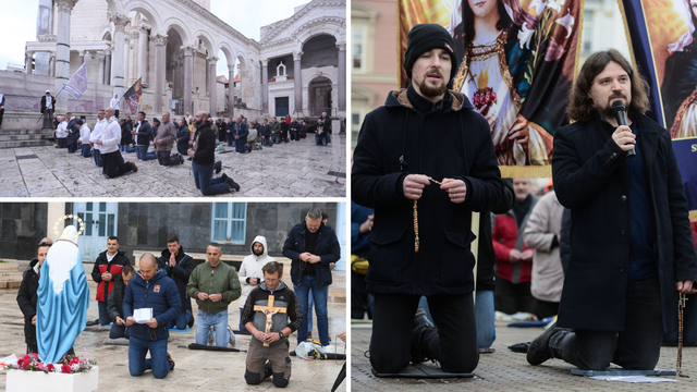 Molitelji opet kleče u Zagrebu, stigli i prosvjednici koji ih ometaju sirenama i trubama